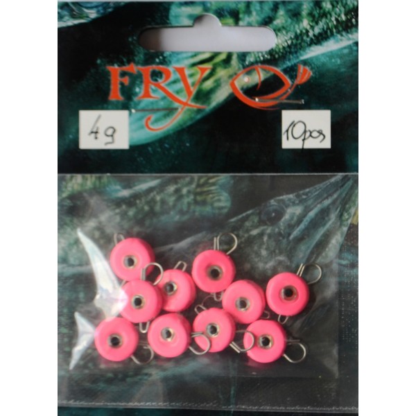 Вантаж вухатий для риболовлі, таблетка (ексцентрик) колір Silvereyes Pink, 10шт в уп., вага 4г